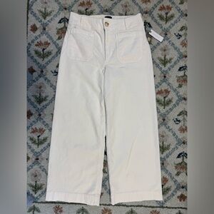 Anthropologie Maeve The Colette Corduroy Cropped Wide Leg Pants Ivory Womens 30